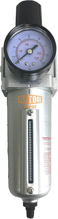 3/4" NPT HEAVY DUTY Compressed Air In Line Filter Regulator Combo Piggyback, Metal Bowl, 5 Micron Element, Adjustable From 7 to 175 PSI (AUTO DRAIN)