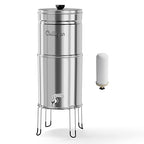 Culligan MaxClear 3 Gallon Gravity Water Filter System, Polished Stainless-Steel Countertop Water Filter NSF/ANSI Certified to Reduce Microplastics, Lead & Total PFAS, with 1 Ceramic Filter
