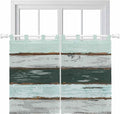 Blue Teal Bedroom Curtains 63 Inch Length, Window Curtains Tab Top, Vintage Wooden Retro Art Farmhouse Barns Light Filtering Window Treatments Drapes 42"x63" 2 Panel