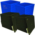 96 Pack Blue/black Absorb the echo Acoustic Foam Panel Wedge Studio Soundproofing Wall Tiles 12" X 12" X 1"