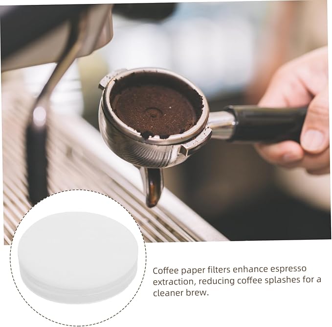 KICHOUSE Efficient Espresso Extraction Paper Coffee Filters Reusable White 100pcs for Coffee Maker Espresso Filter Paper