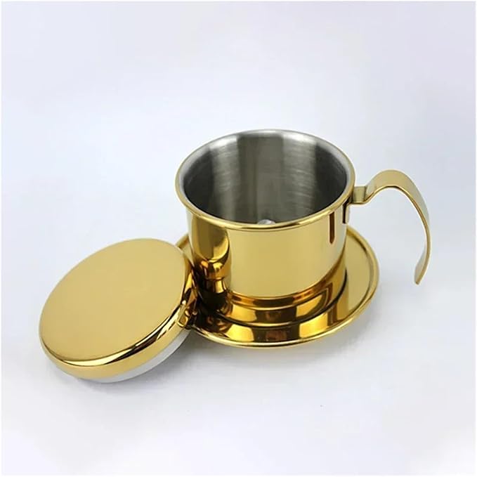 Stainless Steel 304 Vietnamese Coffee Filter Cup Drip Pot Simple And Portable Household Coffee Filter Cup Traditional Tool(Titanium)