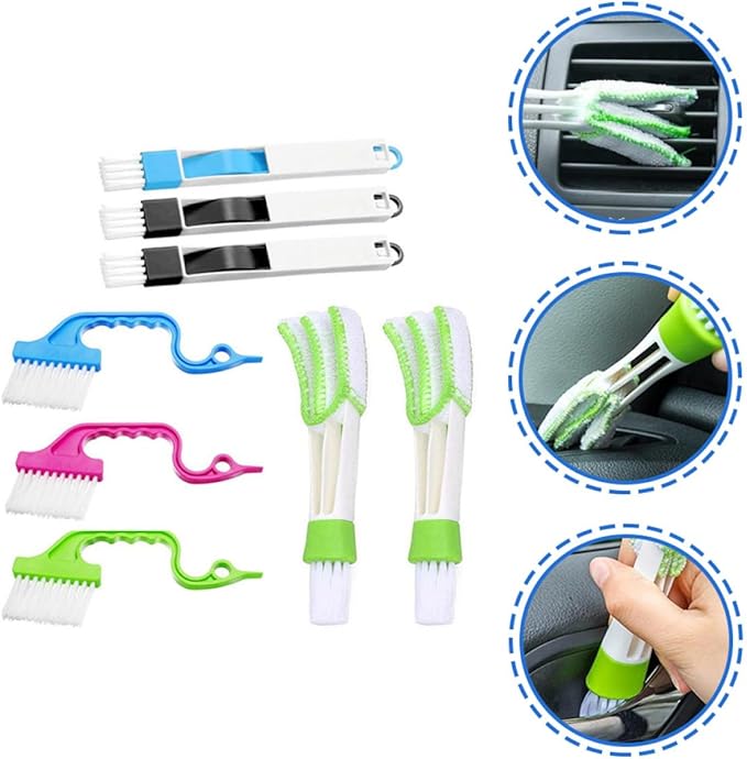 Yardwe 8Pcs Window Slot Cleaning Brush Set, Wet and Dry Groove Scrubber for Windowsill Dust Removal, Multi-Use Narrow Gap Cleaner for Home and Office