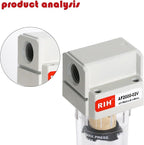 RIH 1/4" NPT Air Dryer for Compressor, Air compressor water separator,air compressor filter,AF2000-02 Manual Drain,5 Micron Brass Element, Poly Bowl 0-150 psi 5μm