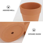 5pcs Red Terracotta Succulent Flower Pots with Saucers, Breathable Clay Planting Containers for Indoor and Outdoor Garden, 8x8cm Decorative Plant Pots Set