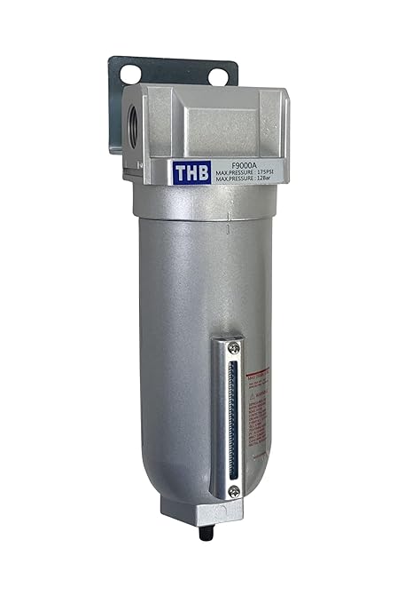 1" NPT Industrial Particulate Filter, Removes Water, Moisture, Debris from Compressed Air Lines, 11oz Bowl (175 PSI Max)