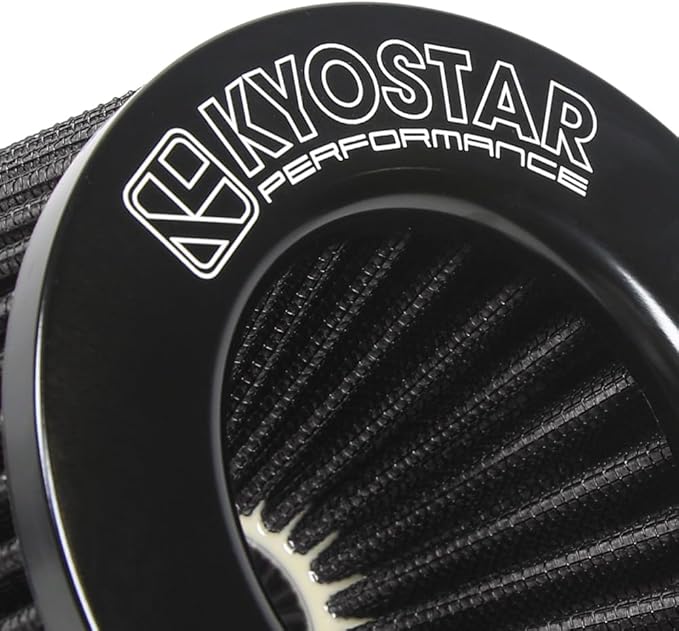 KYOSTAR Universal 3/3.5/4" (75/89/100mm) High-Flow Air Filter, Reusable Cone Cold Air Intake, High Performance, Clamp-On Car High Flow Air Kit, Flange Diameter: 3/3.5/4 Inch, Height: 6.2 Inch, Black