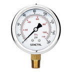 SENCTRL 0-160 Psi Glycerin Liquid Filled Air Pressure Gauge, 2.5" Dial Size, 1/4" NPT Lower Mount, Stainless Steel Case, Water Pump, Tire, Large Air Compressor, Well Pump, RV Regulator Pressure Test