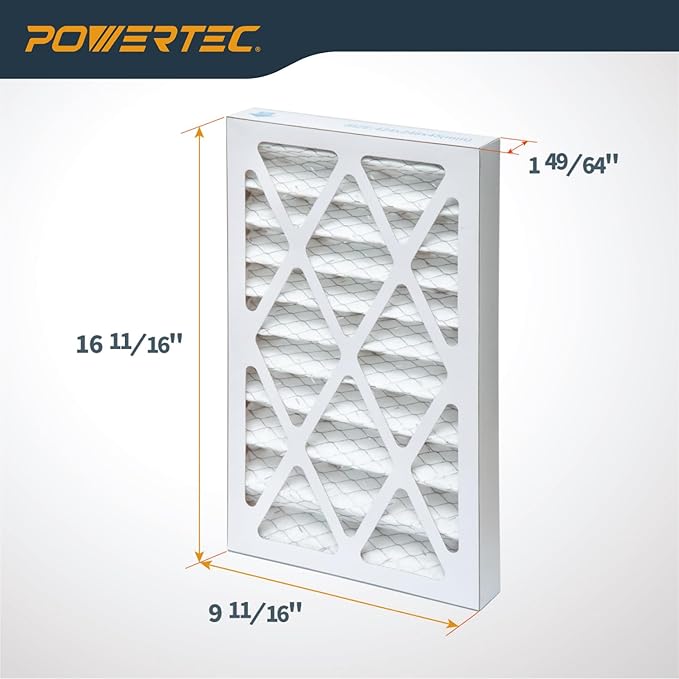 POWERTEC 5 Micron Outer Air Filter 2PK for WEN 3410, POWERTEC AF4000/AF4001, Shop Fox W1830 Air Filtration System, Replacement for WEN 90243-027-2 Woodworking Air Filters for Workshop & Garage