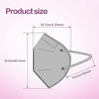 Miuphro KN95 Face Mask, 5-Layer Design Cup Dust Safety KN95 Masks 25 Pack, Gray