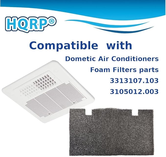 HQRP 4 pcs Foam Air Filter Compatible With Dometic Duo Therm Brisk Air 57908, 57912, 57915, 59016, 59136 Series Roof Top Air Conditioners & Heat Pumps