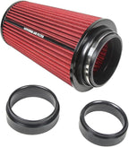 Universal 3/3.5/4" (75/89/100mm) High-Flow Air Filter, Reusable Cone Cold Air Intake, High Performance, Clamp-On Car High Flow Air Kit, Flange Diameter: 3/3.5/4 Inch, Height: 10 Inch, RED