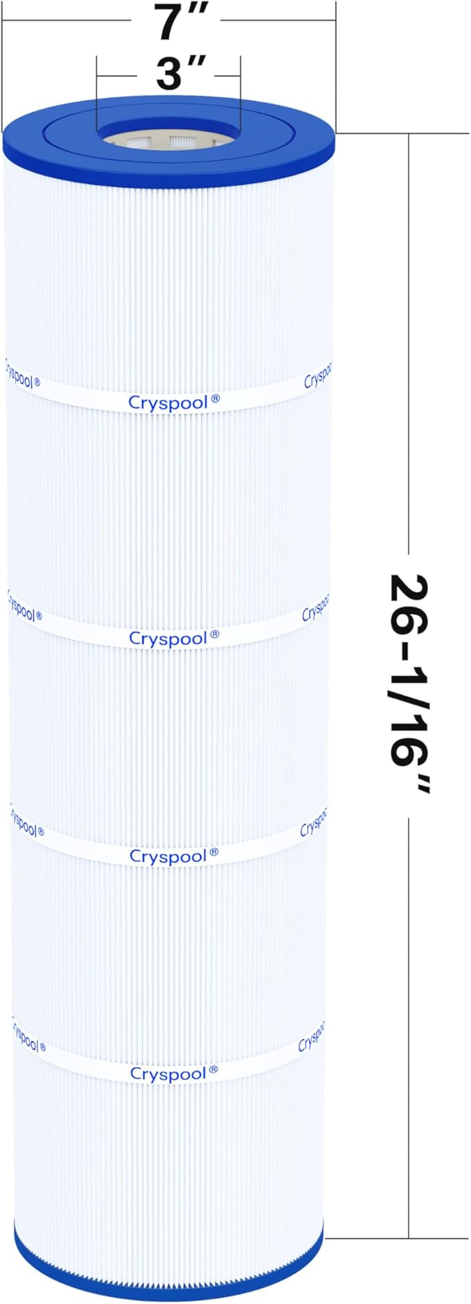 Cryspool® 07077 Filter Compatible with CCP420, Clean and Clear Plus 420, PCC105-PAK4, R173576, C-7471, 178584, 817-0106, FC-6470, 4×105 Sq. Ft Pool Filter Cartridges, L×OD: 26-1/16"×7”, 4 Pack