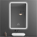 Backlit LED Illuminated Bathroom Mirror with LED Lights, Lighted Bathroom Makeup Wall Mounted Mirror with Demister Pad, Sensor Touch Switch, Horizontal/Vertical(H70*W100CM/H27.5*W39.3IN)