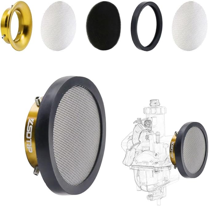 Carburetor Carb Velocity Stack 44mm Air Cleaner Filter Modified Trumpet Aluminum Alloy with Sponge Filter Steel Mesh for GY6 150cc PZ24 PZ30 PHBH Suggest Small Displacement (Gold,44mm)