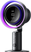 JISULIFE Table Purifier Fan, 3-in-1 Air Purifier Cool with 7-Color RGB Light, LED Display, 100-Speed, 10000mAh Battery, 120° Oscillating Desktop Fan for Office/Gaming Desk, Gifts for Men/Women