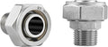 Jingzan Straight Air Piping Fitting,3/4"Piping x 1/2"Male NPT Adapter, Brass-Nickel Plated Fittings for Garage Shop Compressed Air Line Piping System (2 PACK 1/2 NPT x 3/4 Piping)