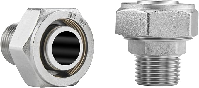 Jingzan Straight Air Piping Fitting,3/4"Piping x 1/2"Male NPT Adapter, Brass-Nickel Plated Fittings for Garage Shop Compressed Air Line Piping System (2 PACK 1/2 NPT x 3/4 Piping)