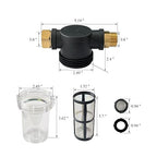 Water Pump Filter 100 Mesh Filter 3/4 Inch Interface Equipped with 2 Pieces 100 Mesh Stainless Steel Filters, Suitable for Water Pumps, Pressure Cleaners, RVs, Ships, and Gardens