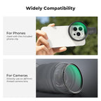 K&F CONCEPT 67mm Clip-on Black Diffusion 1/4 Phone Camera Lens Filter Kit, Mist Cinematic Effect Filter Compatible with iPhone 16 15 14 13 12 11, for Video/Vlog/Portrait Photography