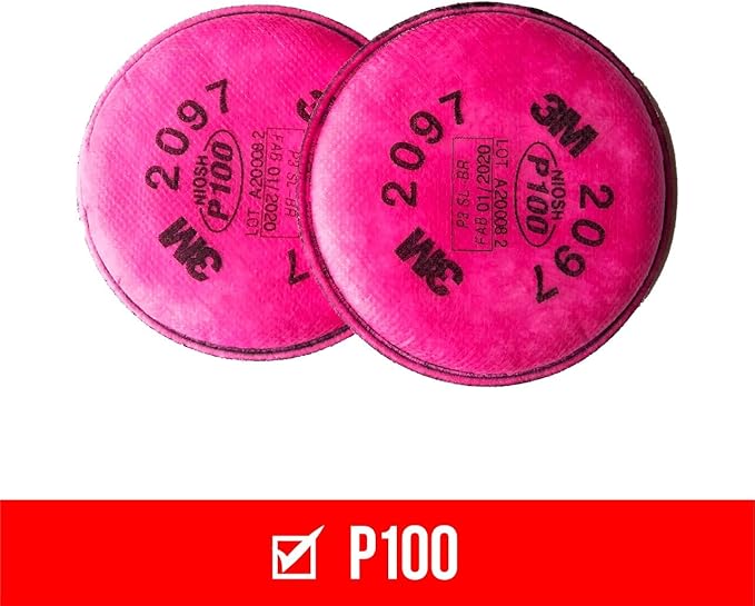 3M Performance P100 Particulate + Odor Filters, 2 pairs, NIOSH-APPROVED P100, 99.97% Filtration Efficiency Against Solids & Liquid Aerosols, For Use With 3M 6000, 6500 & 7500 Series (2097P2-DC)