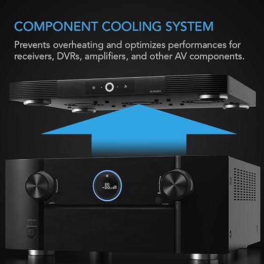 AC Infinity AIRCOM S10, Quiet Cooling Blower Fan System 17" Front-Exhaust for Receivers, Amps, DVR, AV Cabinet Components