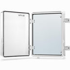 QILIPSU Waterproof Junction Box IP67 Outdoor Plastic Electrical Project Enclosure Weatherproof with Inner Door, Mounting Plate, Wall Brackets, Hinged Clear Cover 16.1"x12.2"x7.1" CC-D