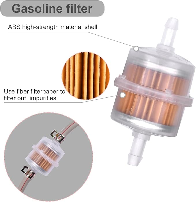 3/16 Inch ID Fuel Line Hose With 2Pcs Fuel Filters +10 Clamps for Kawasaki Lawn Mower Small Engines Generator Mini Bike dirtbike