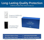 x6 H13 HEPA & x24 Active-Carbon Filter Set (Purifier Excluded). Prevent PM2.5, dust, and Reduce Light Odors. for Respirator PMPR-3SH mask. for Woodworking, Construction Work, Sanding, DIY.