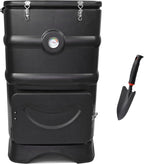 EJWOX Insulated Compost Bin with Ventilation System - Quickly Composting All Year Round, A Reservoir at The Bottom Design to Collect The Leachate (30 Gal, Black)