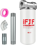 iFJF 1200KTF7018 Fuel Filter Spin-on Particulate Replacement for Transfer Pump FR112 FR1210G FR610G 18 GPM 3/4" with 1200KTG9075 Filter Head and 3/4” ST Elbow and 3/4 x 7” Nipple