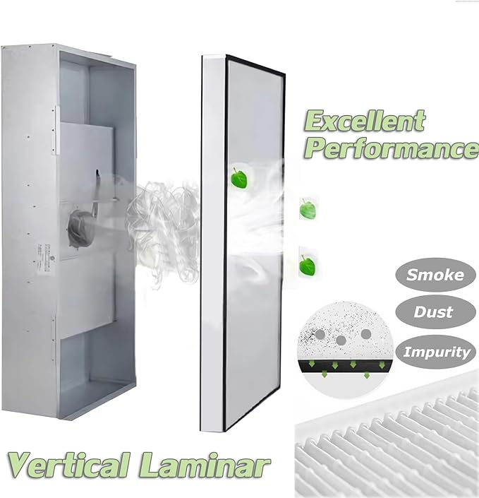 INTSUPERMAI Vertical Laminar Flow Hood Air Flow Clean Bench Workstation with HEPA Aluminum Blade Fan Rated Air Volume 706cfm Dust Free Room Workshop for Phone LCD Repair Workshop Laboratory Using 110V