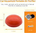 Portable Car Air Purifier with Built-in Filter, USB Charging, Green (orange-red)