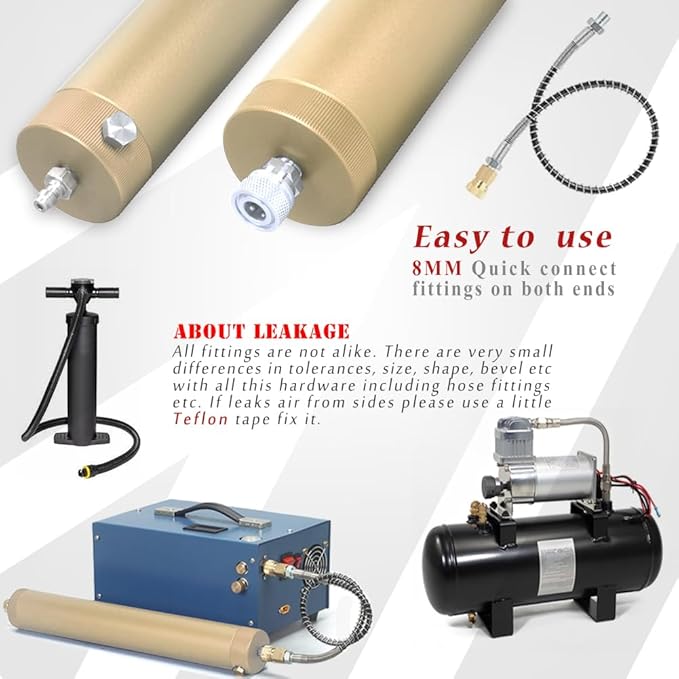 PCP Air Compressor Filter Dryer 4500Psi 30Mpa, High Pressure Pump Oil Water Seperator for PCP Rifle, Air Guns, SCUBA Cylinders Tank, with Quick Connector, Filtration Replacements (gold)