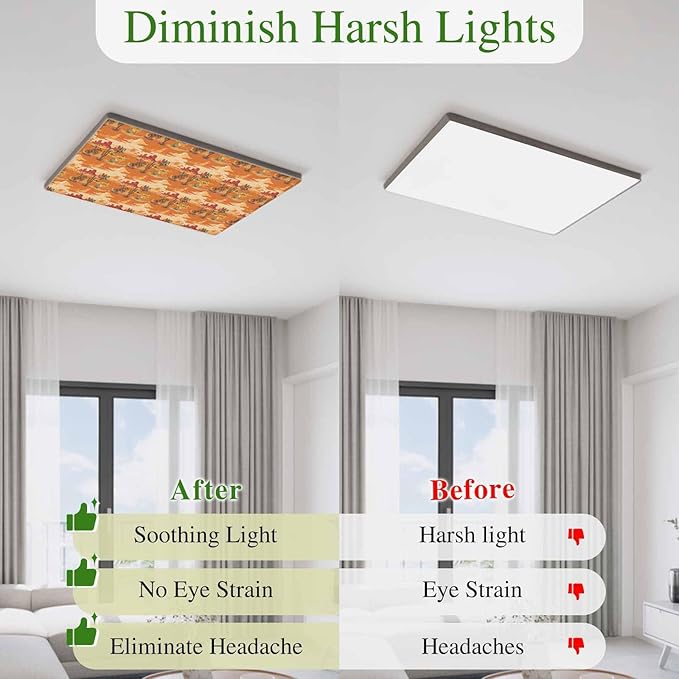 Tropical Plant Cactus Fluorescent Light Covers 4 Pack Western Cowboy Horse Sunset Deserts Orange Magnetic Fluorescent Ceiling Lights Filters for Office Classroom Home Drop Ceiling 4x2 Feet
