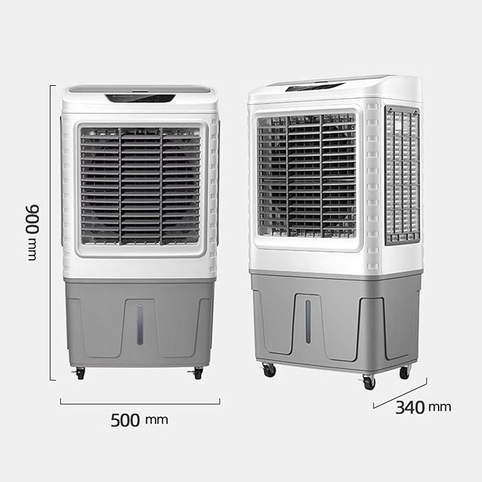 Portable Evaporative Air Cooler with 4 Wheels, Large Water Tank, Wide Oscillation, Multiple Speeds for Large Room Cooling