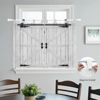 Farmhouse Wood Grain Kitchen Curtains 45 Inch Length, Short Cafe Window Curtains Tab Top, Vintage Country Barn Gate Grey Light Filtering Window Treatments Tier Drapes 27.5"x45" 2 Panel