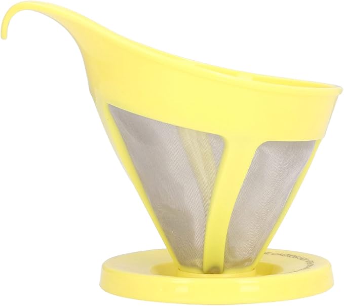 Coffee Strainer Stainless Steel Fine Mesh Pour Over Coffee Dripper Hand Drip Filter Cone for Home Office Travel Camping Portable Reusable Easy Clean Dishwasher Safe (Yellow)