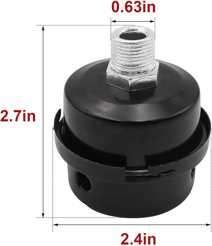 3/8" Male Thread Diameter (0.63in / 16mm) Air Compressor Silencer & Filter, Metal Air Compressor Intake Filter, Sound Muffler & Silencer, Air Compressor Replacement Parts