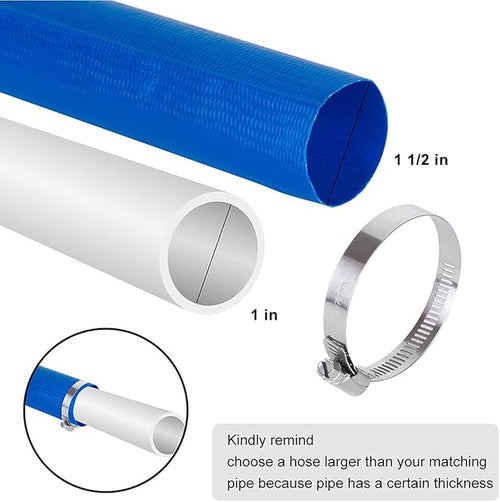 1 1/2 IN x 100 FT Pool Backwash Hose, Heavy Duty Flat Discharge Hose, Weather and Burst Resistant, Best Pool Hoses for Inground Pools, Pool Filter Hose & Pool Drain Hose