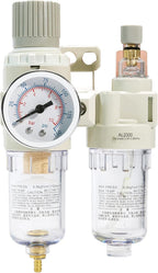 1/4" NPT Compressed Air Filter Regulator Lubricator Combo Pneumatic Air Dryer for Compressor,Water/Oil Trap Separator with Gauge(0-150 PSI), Semi-Auto Drain, Bracket