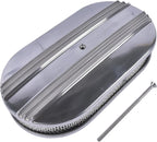 GELUOXI 15" Oval Half Finned Polished Aluminum Air Cleaner Replacement for 265 283 305 307 327 350 383 400 396 402 Engines 5 1/8" Diameter