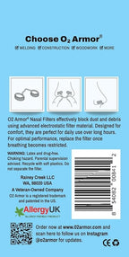 O2 Armor Nose Filters for Welders & Allergies - Nose Filter for Dust - Nasal Filters for Welding - Nose Dust Mask for Construction (30 Pack - 3x10, Size Large)