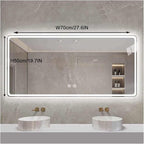 Smart Illuminated LED Bathroom Mirror，Bathroom Mirror with LED Lights，Energy-Saving LED Smart Mirrors，LED Mirror for Bathroom，with Demister Pad and Smart Touch Switch(H50*W70cm/H19.7*W27.6IN)