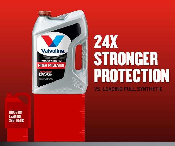 Valvoline Full Synthetic High Mileage with MaxLife Technology SAE 5W-20 Motor Oil 1 QT, Case of 6 (Pack of 2)