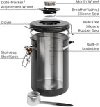 Veken Large Coffee Canister with Window, Kitchen Food Storage Airtight Stainless Steel Container for 2.2lbs Coffee Beans, Grounds, Rice,Tea, Flour, Cereal, Sugar Jars,Date Tracker and Scoop 39oz,Black