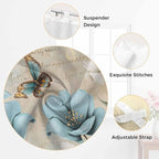 Spring Flowers Kitchen Curtains 45 Inch Length, Short Cafe Window Curtains Tab Top, Vintage Rustic Tulips Floral Butterfly Khaki Light Filtering Window Treatments Tier Drapes 27.5"x45" 2 Panel