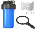 WHB10 Whole House Water Filter Housing, Fit 10"x4.5" Sediment etc Filters for Well and City Water, Big Filter Blue Pre-Filtration System for Home, 1" NPT Port, Pressure Release