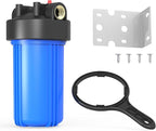 WHB10 Whole House Water Filter Housing, Fit 10"x4.5" Sediment etc Filters for Well and City Water, Big Filter Blue Pre-Filtration System for Home, 1" NPT Port, Pressure Release