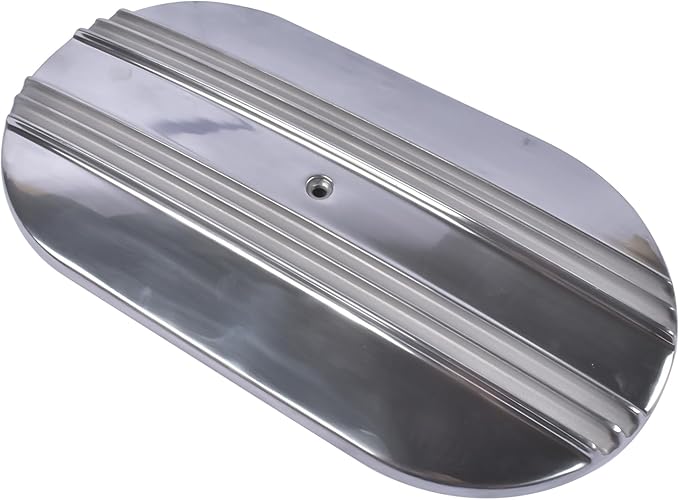 GELUOXI 15" Oval Half Finned Polished Aluminum Air Cleaner Replacement for 265 283 305 307 327 350 383 400 396 402 Engines 5 1/8" Diameter